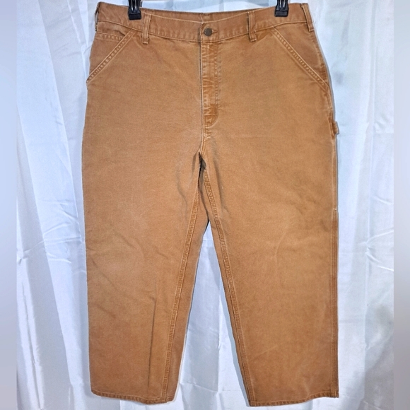 Carhartt Carpenter Jeans/Pants Dungaree Fit Men's 38x29 Tan Hammer Loop 8-Pocket - Picture 3 of 12